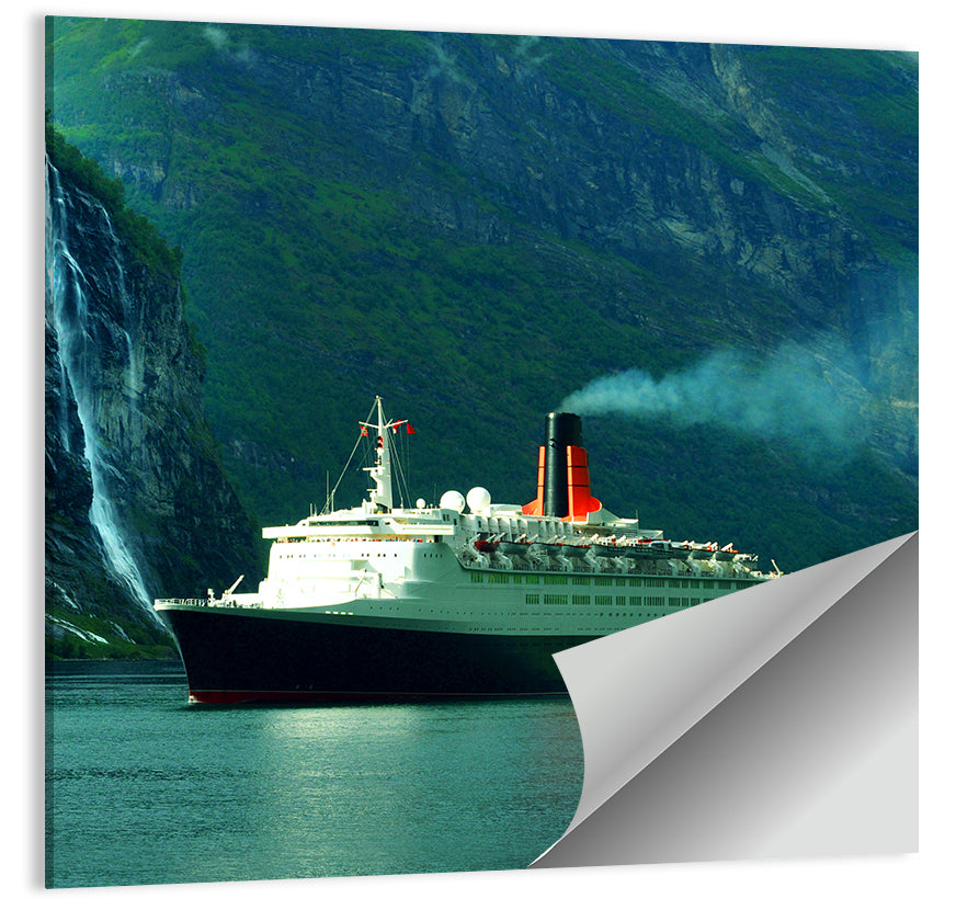 Cruise Ship at Geiranger Fjord Wall Art