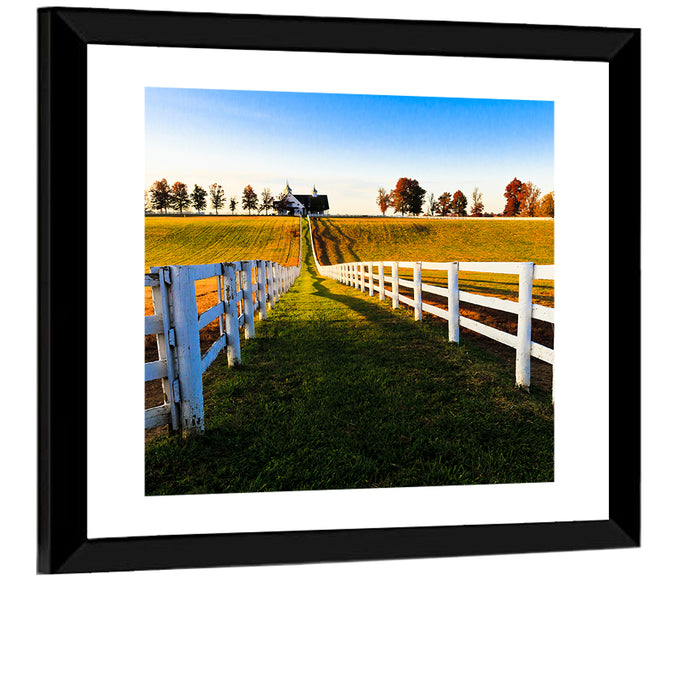 Kentucky Horse Farm at Golden Hour Wall Art as a framed print