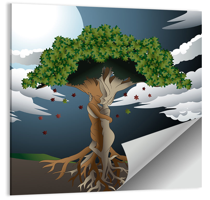 Moonlit Lovers Tree Wall Art