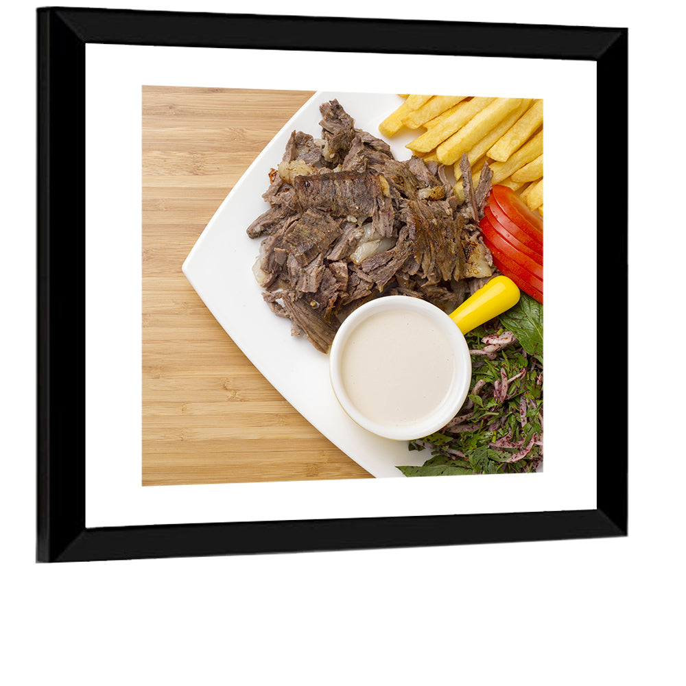 Shawarma and Fries Flat Lay Wall Art