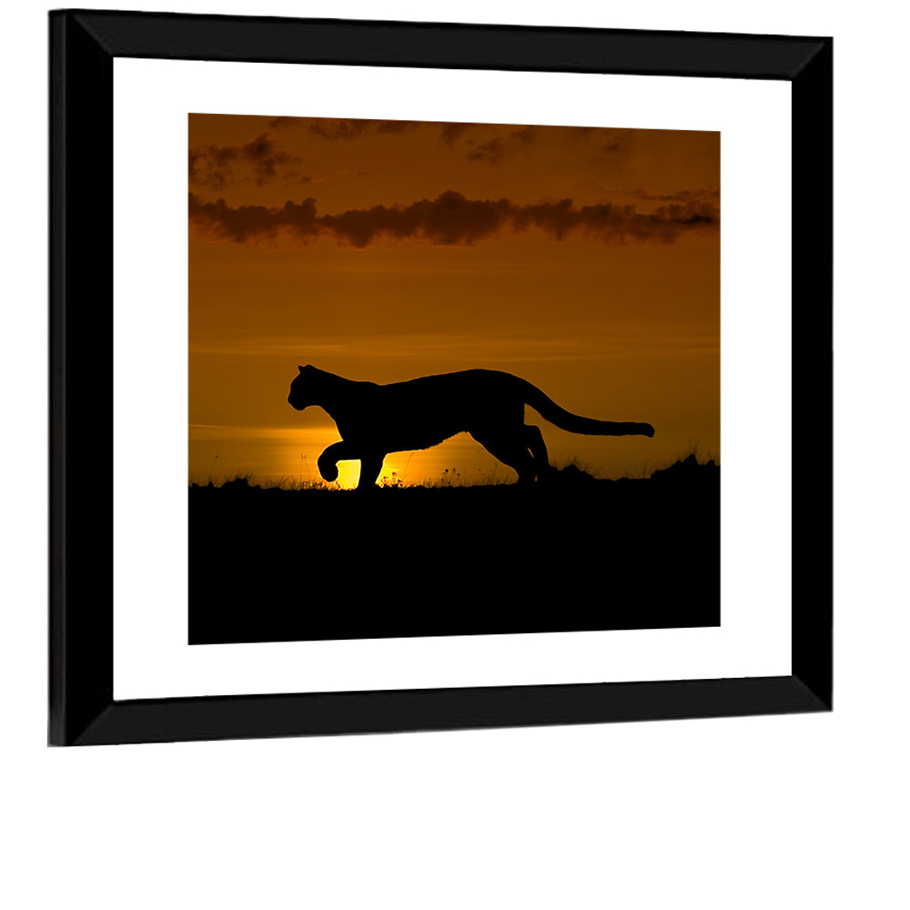 Cougar Silhouette at Sunset Wall Art