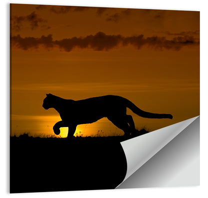 Cougar Silhouette at Sunset Wall Art