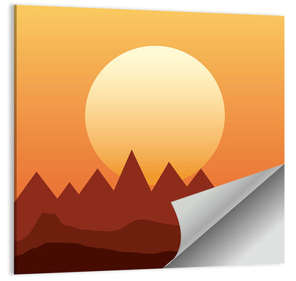 Geometric Mountain Sunset Wall Art