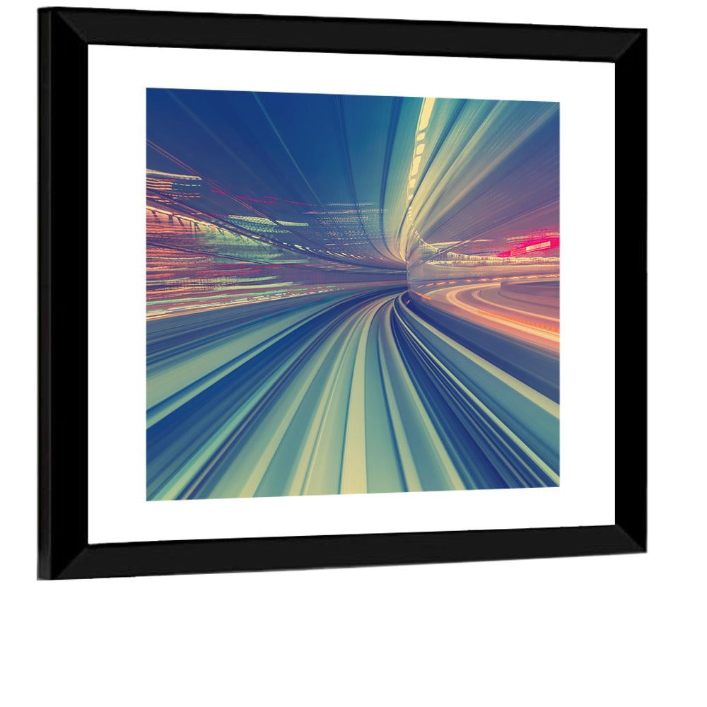 Monorail Night Light Trails Wall Art