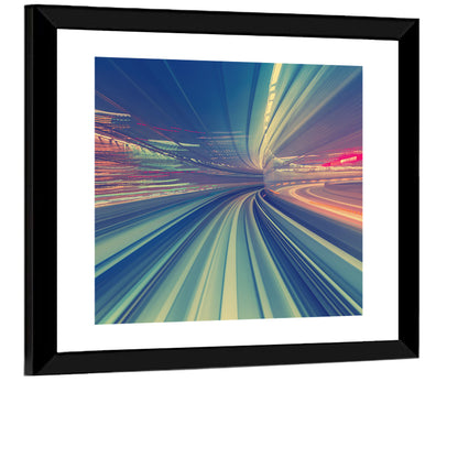 Monorail Night Light Trails Wall Art