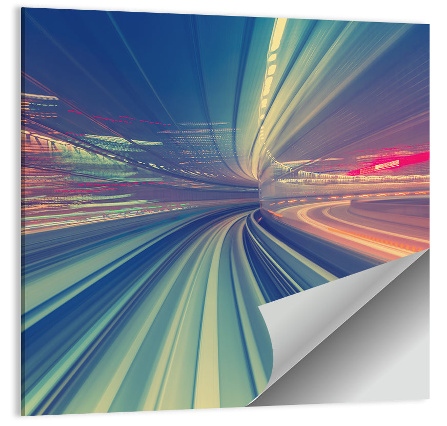 Monorail Night Light Trails Wall Art