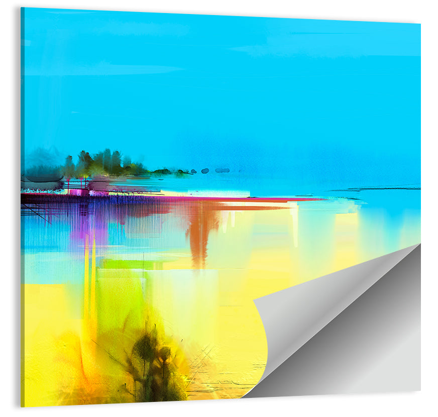 Sunlit Abstract Coastline in Spring Colors Wall Art