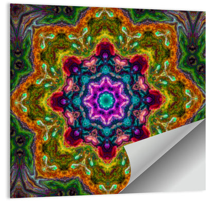 Vibrant Kaleidoscopic Mandala Ornament Wall Art