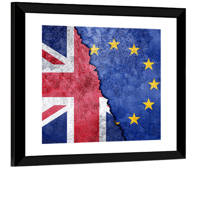 Divided Union Jack and Eu Flag Wall Art