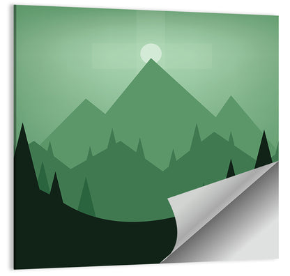 Geometric Mountain Sunset Illustration Wall Art