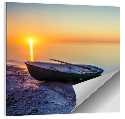 Rowboat Sunrise Seascape Wall Art