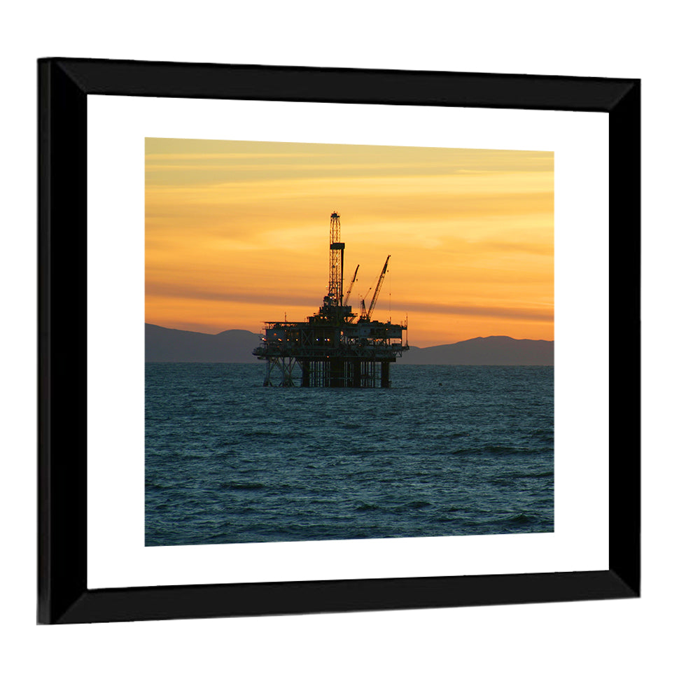 California Oil Rig at Sunset Wall Art