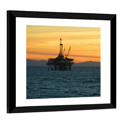 California Oil Rig at Sunset Wall Art