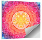Watercolor Lace Mandala in Pink and Gold Wall Art