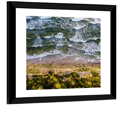 Aerial Waves Over Sandy Cliff Wall Art