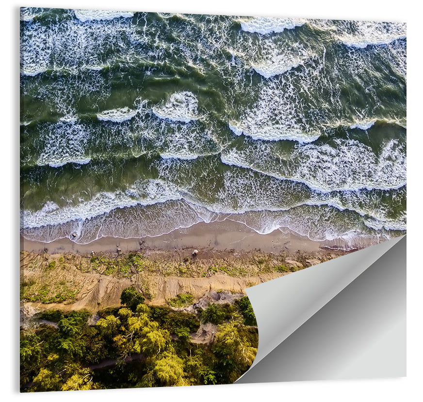 Aerial Waves Over Sandy Cliff Wall Art