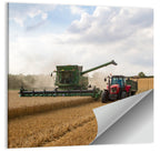 Wheat Harvest with Combine and Tractor Wall Art