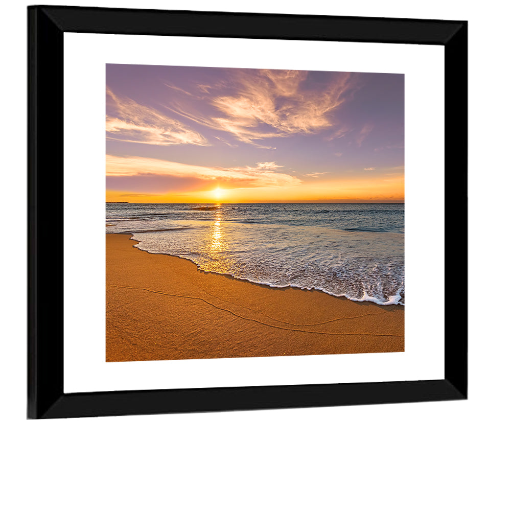 Sunrise Over Ocean Beach Wall Art
