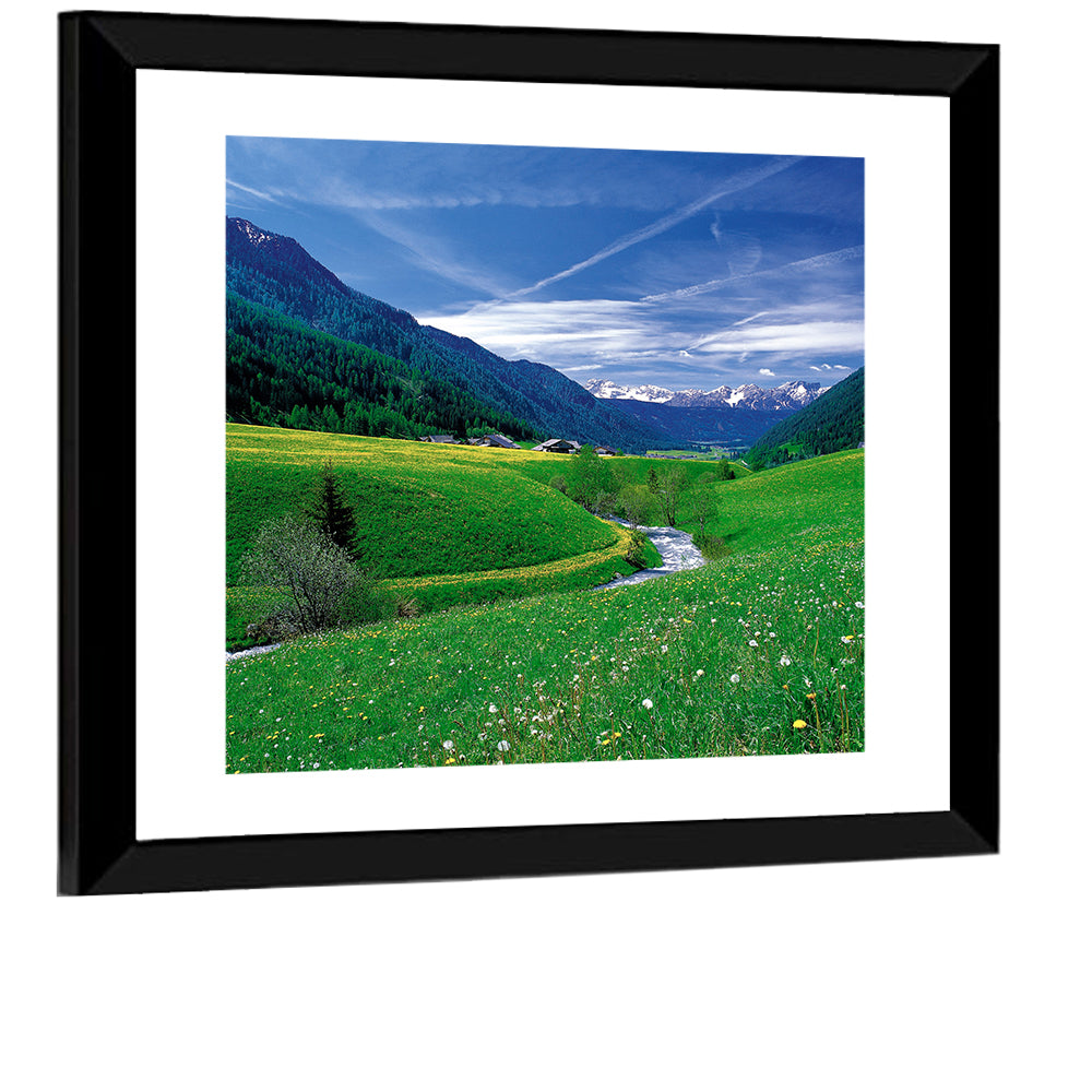 Snow-capped Peaks and Floral Meadow Wall Art