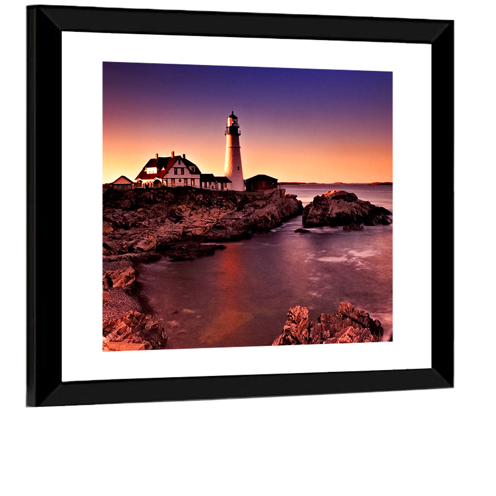 Portland Head Light at Dusk Wall Art