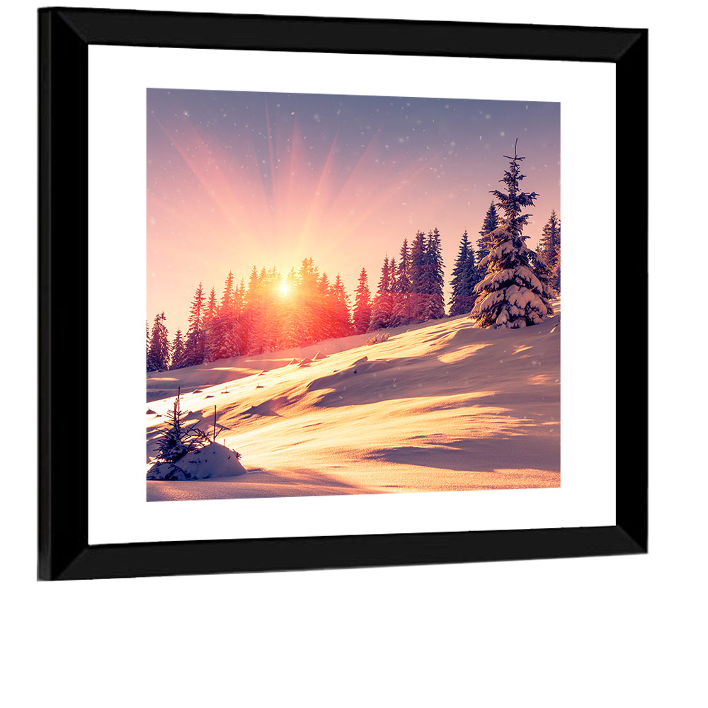 Winter Mountains Sunrise Wall Art