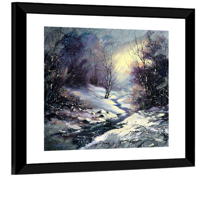 Frozen Stream in Winter Wall Art