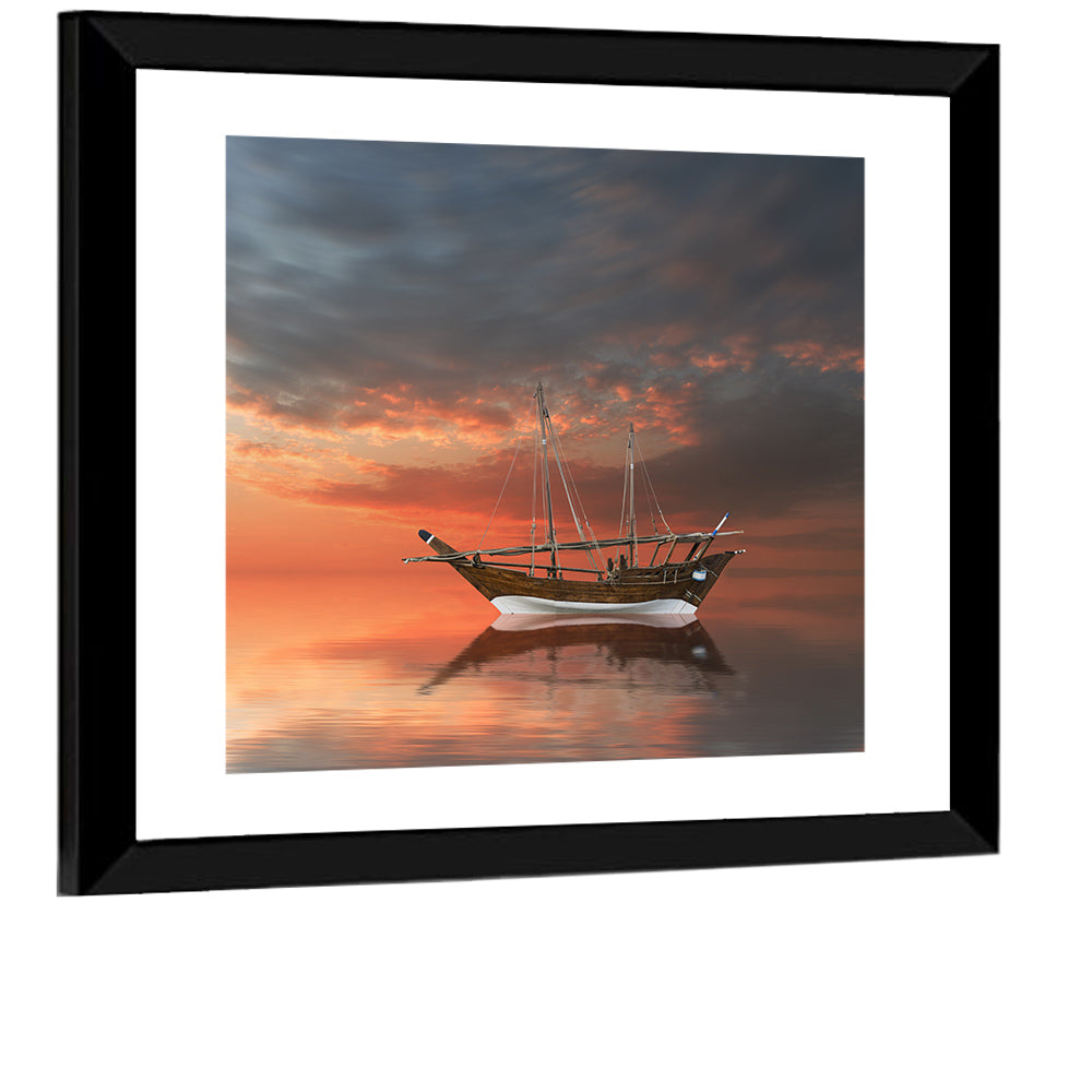 Dhow at Sunset Wall Art