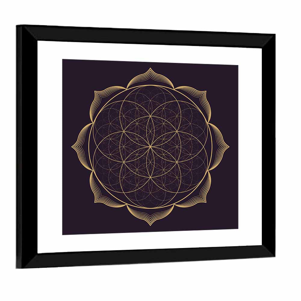 Golden Sacred Geometry Mandala Wall Art