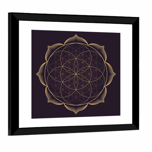 Golden Sacred Geometry Mandala Wall Art
