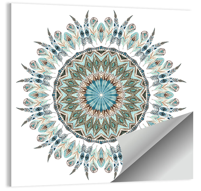 Layered Feather Mandala Wall Art as a poster print