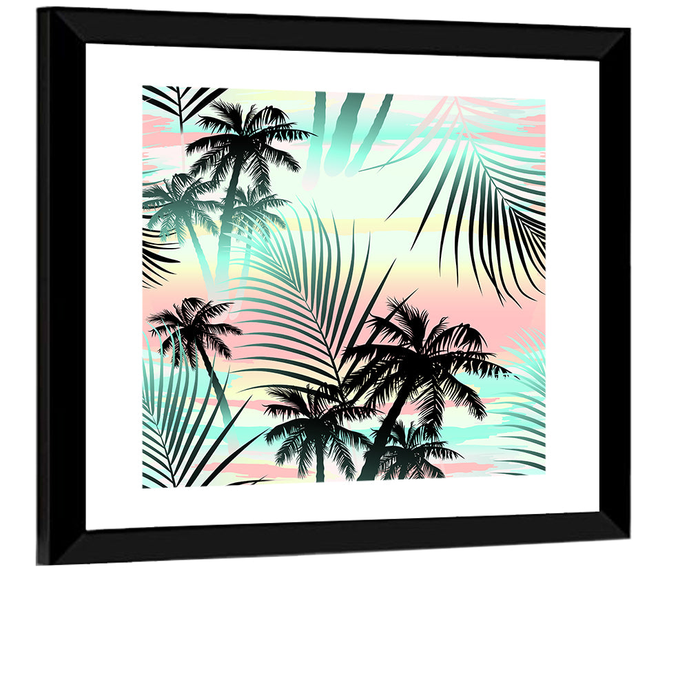 Tropical Palm Stripe Pattern Wall Art