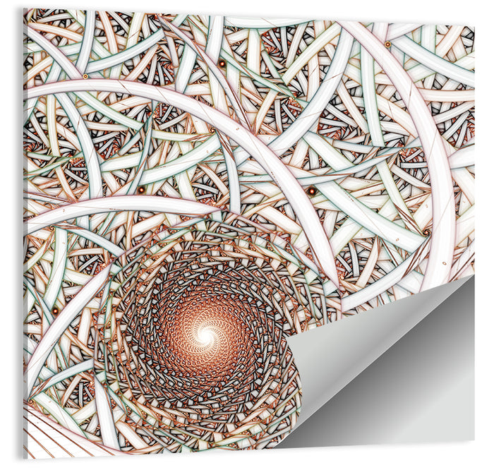 Copper Fractal Spiral Mandala Wall Art as a poster print