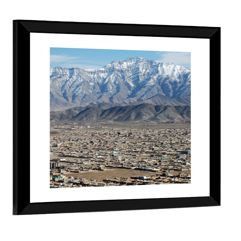 Kabul from Above with Snow-capped Mountains Wall Art