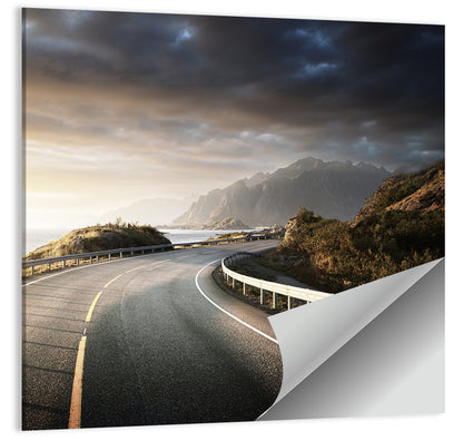 Golden Sunrise Coastal Road Wall Art