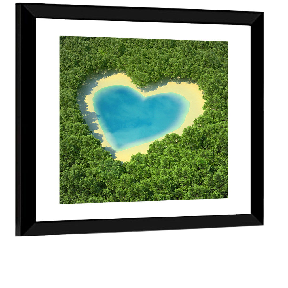 Heart-shaped Pond Aerial View Wall Art
