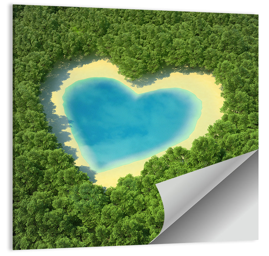Heart-shaped Pond Aerial View Wall Art