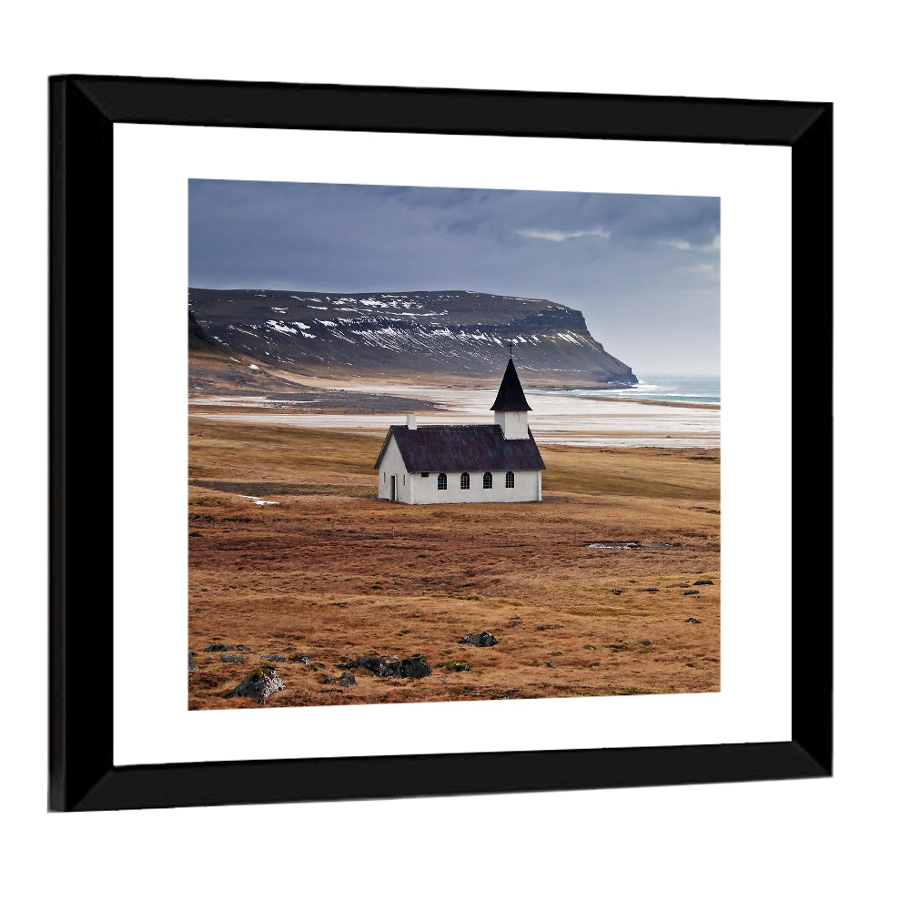 Icelandic Church with Dark Steeple Wall Art