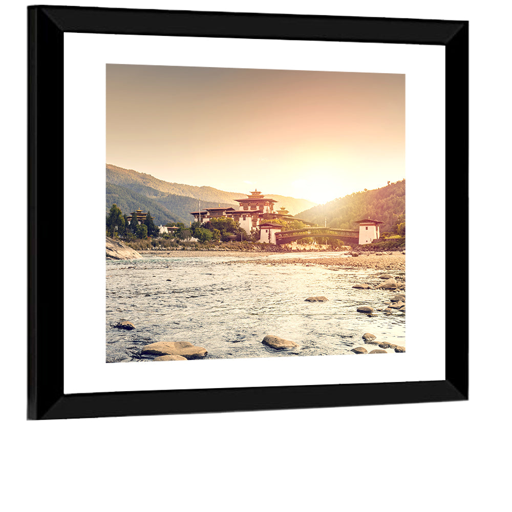 Punakha Dzong at Golden Hour Wall Art