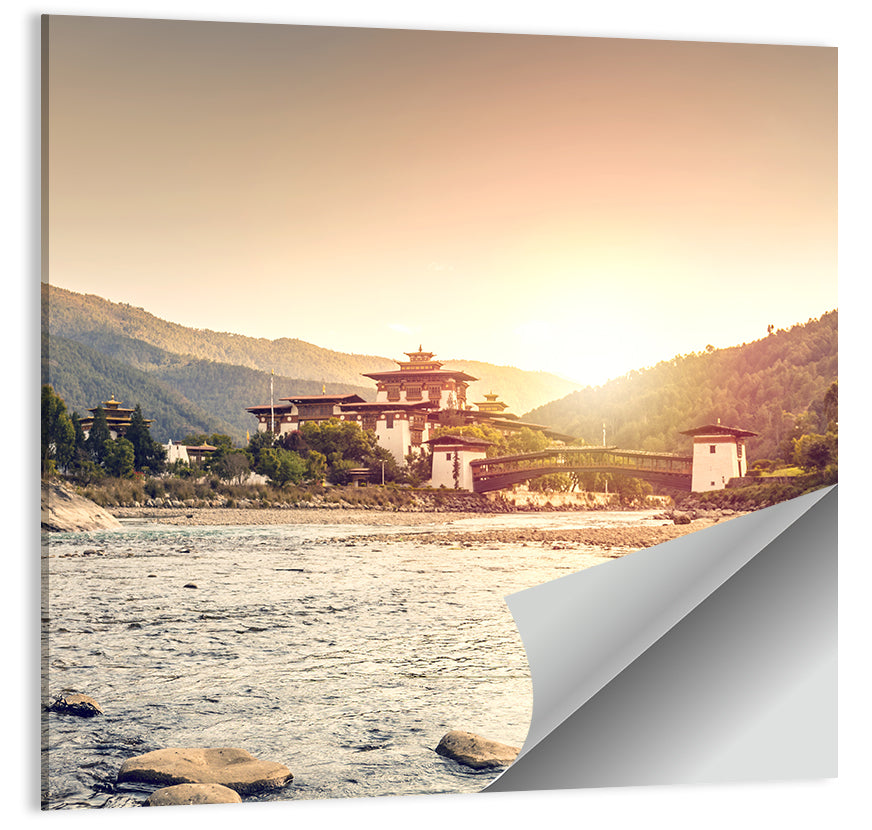 Punakha Dzong at Golden Hour Wall Art