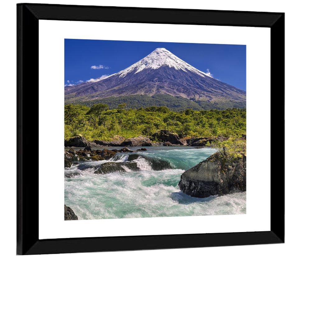 Osorno Volcano Over Petrohue Rapids Wall Art