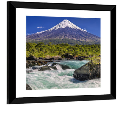 Osorno Volcano Over Petrohue Rapids Wall Art