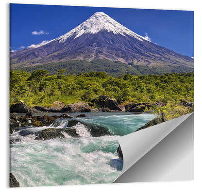 Osorno Volcano Over Petrohue Rapids Wall Art