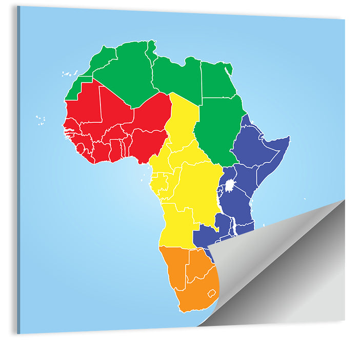 Color Coded Africa Map Wall Art as a poster print