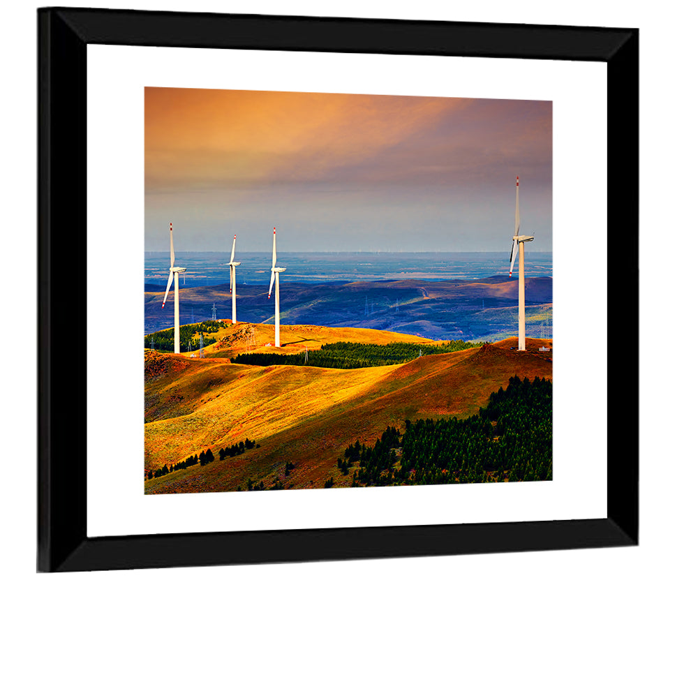 Golden Hour Wind Turbines Wall Art