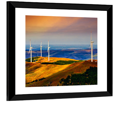 Golden Hour Wind Turbines Wall Art