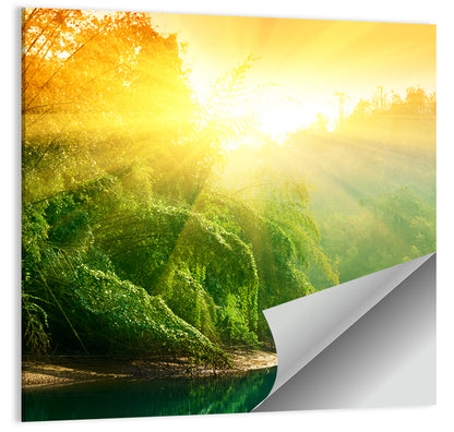 Golden Bamboo Riverbank Wall Art