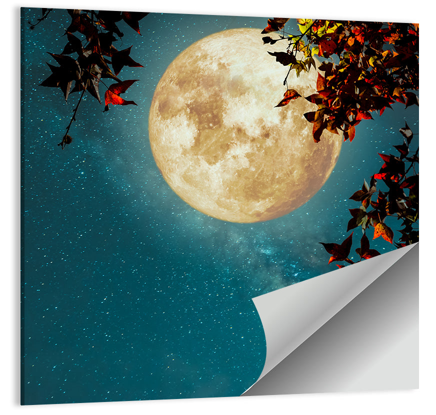 Autumn Moon with Milky Way Wall Art