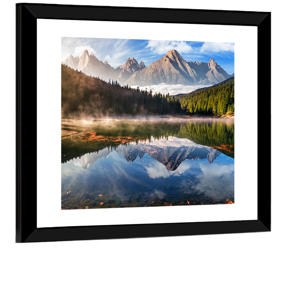 Morning Mist Mountain Lake Wall Art