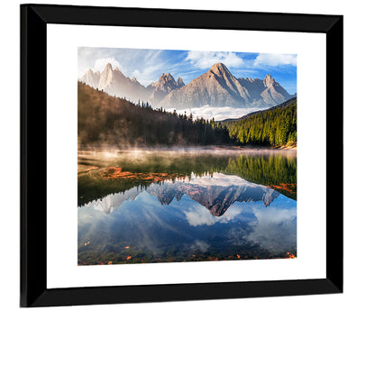 Morning Mist Mountain Lake Wall Art
