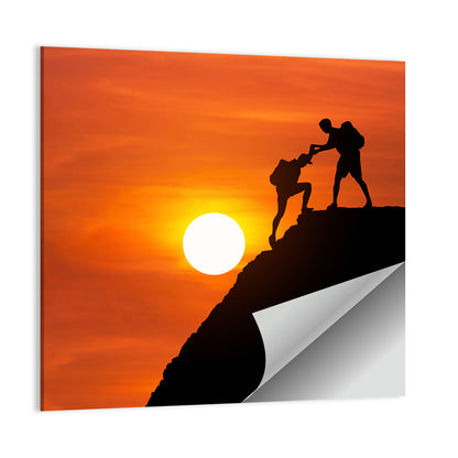 Mountaineer Silhouette at Sunset Wall Art